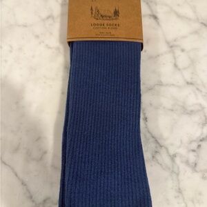 J Crew Men’s Lodge Socks, blue with green stripe